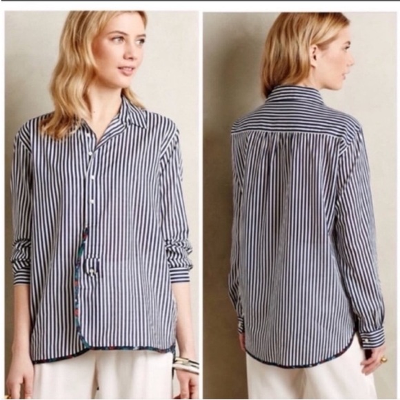 Anthropologie x Holding Horses Striped Button Front Shirt - Picture 2 of 15